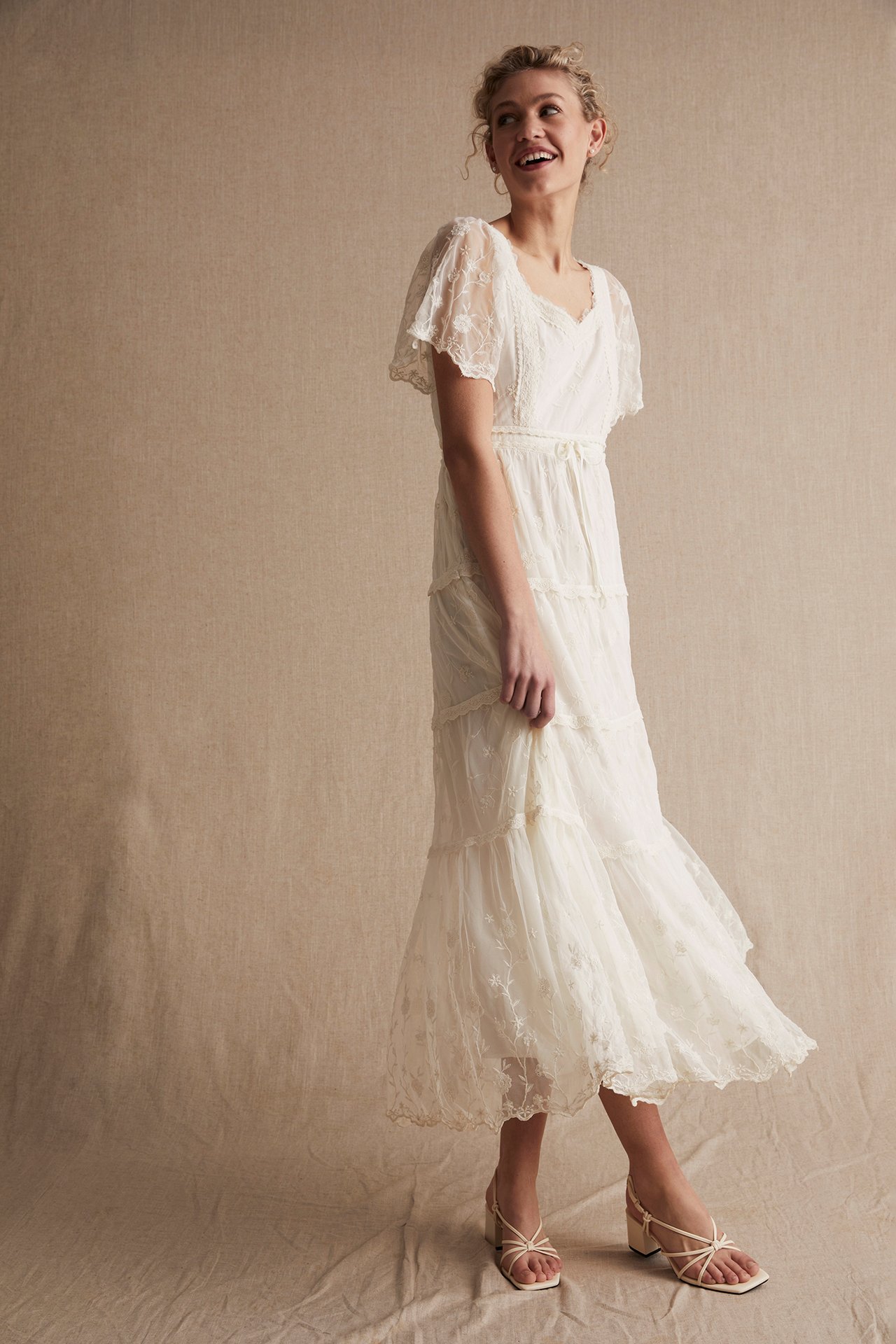 Hochzeitskleid aus Mesh für Damen - Naturweiß - 181 cm/Größe S - 4