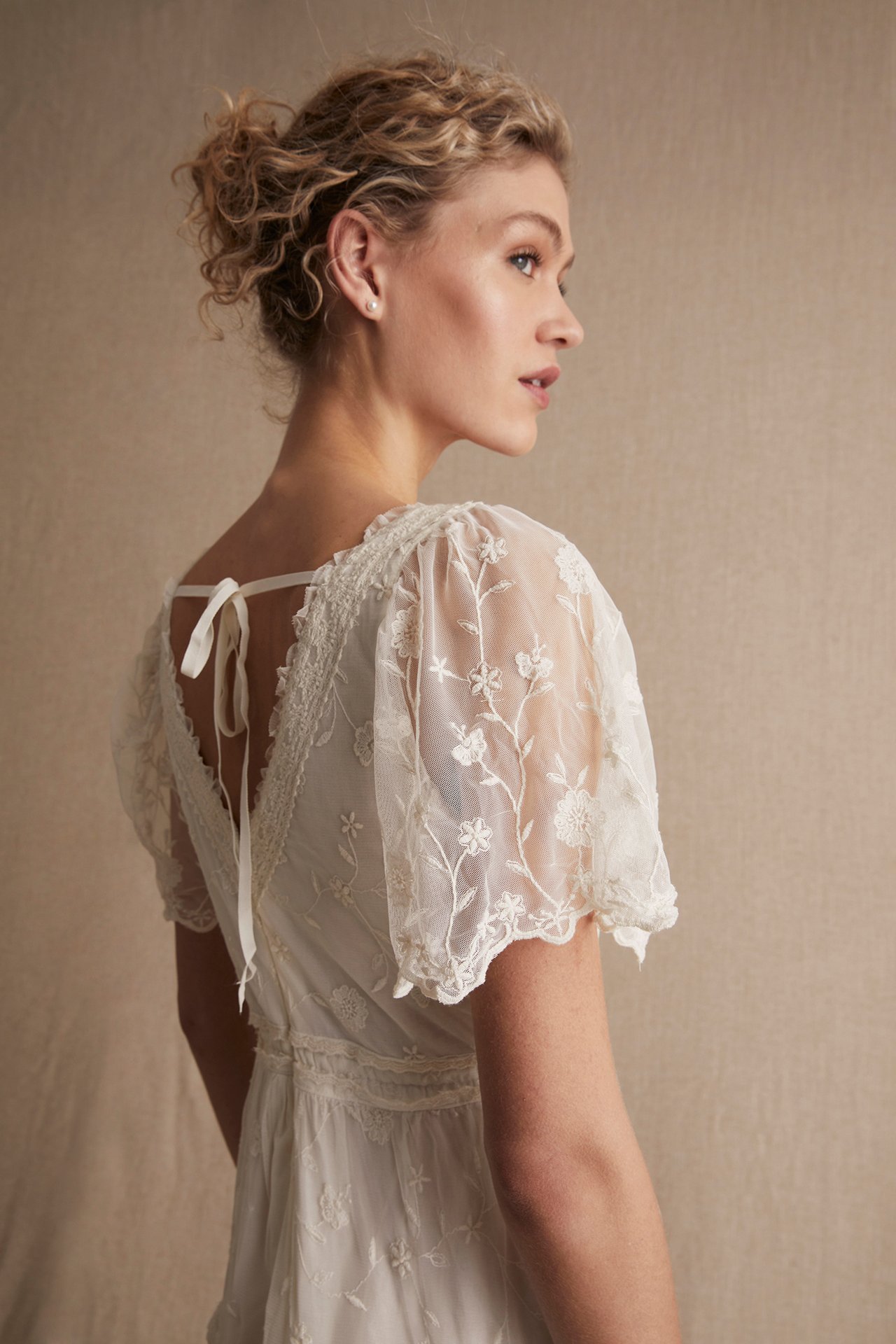 Hochzeitskleid aus Mesh für Damen - Naturweiß - 181 cm/Größe S - 8