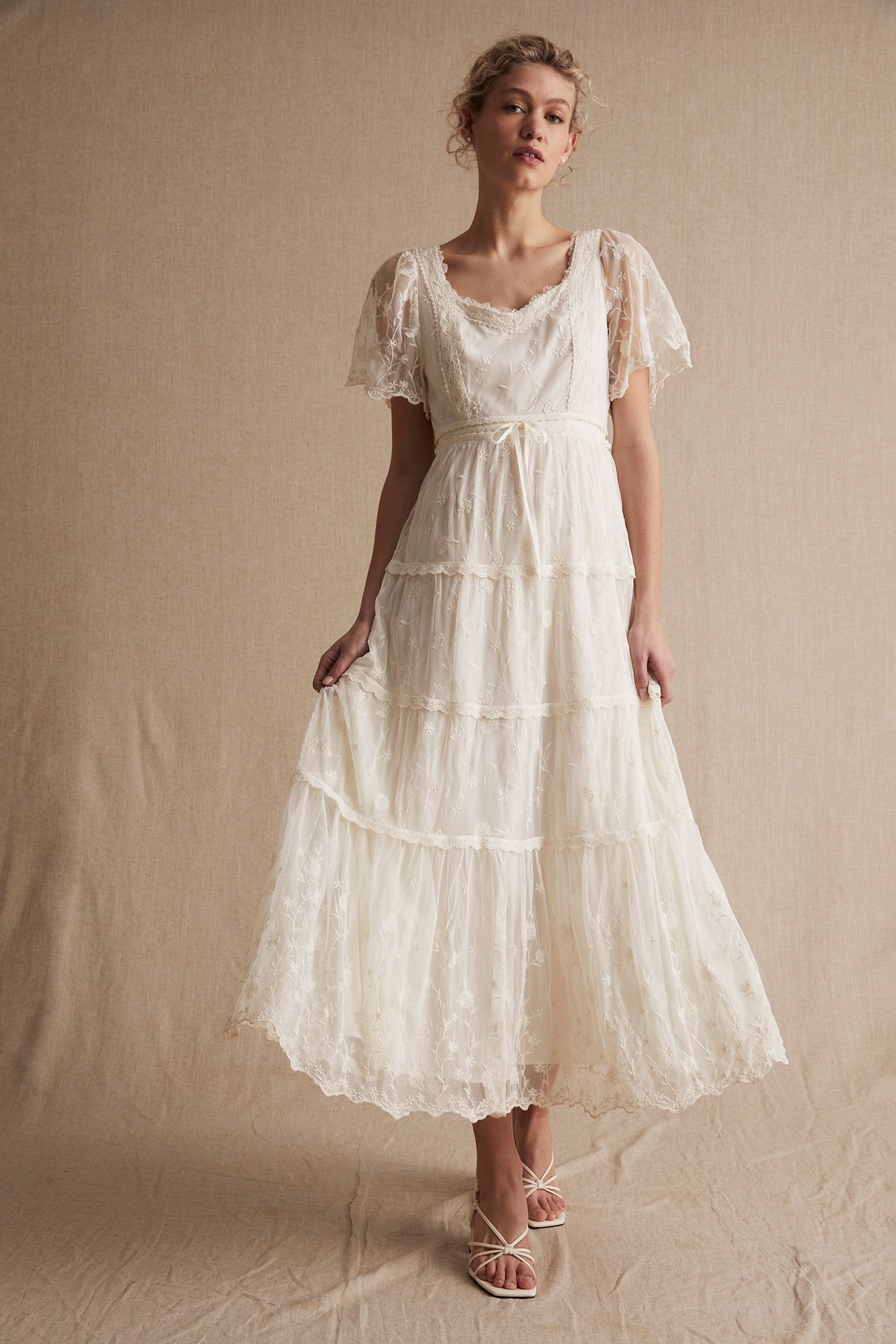 Hochzeitskleid aus Mesh für Damen - Naturweiß - 181 cm/Größe S - 1