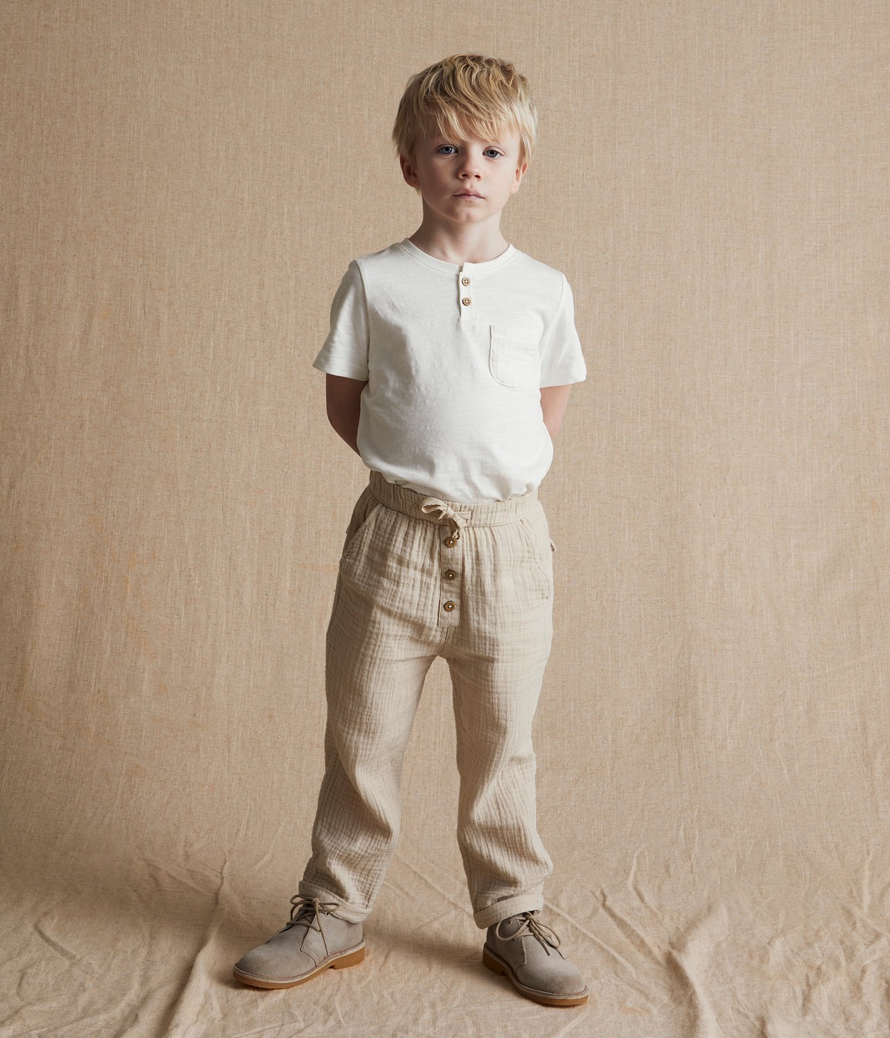 T-Shirt mit Brusttasche aus Musselin - Naturweiß - 2