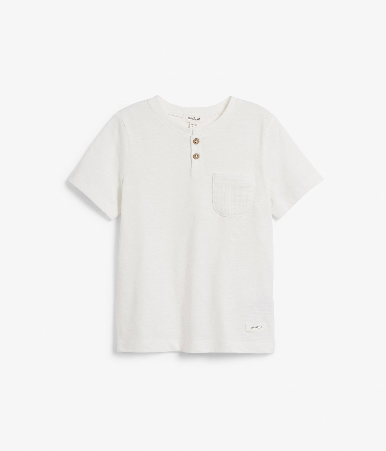 T-Shirt mit Brusttasche aus Musselin - Naturweiß - 5