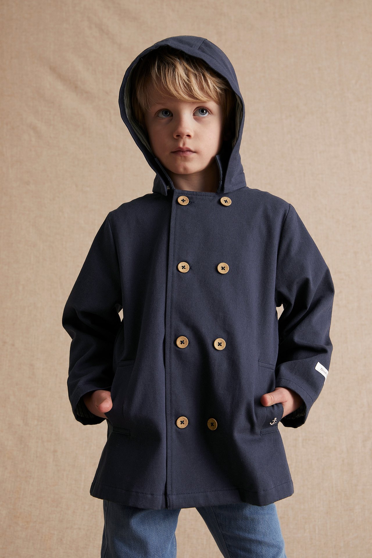 Blue double-breasted peacoat - Dark blue - 2