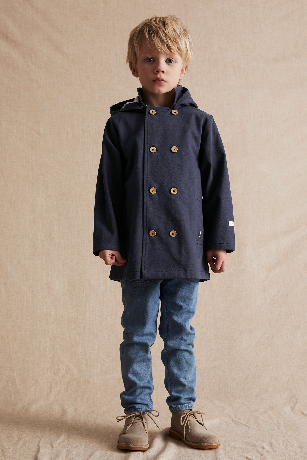 Blue double-breasted peacoat - Dark blue - 1