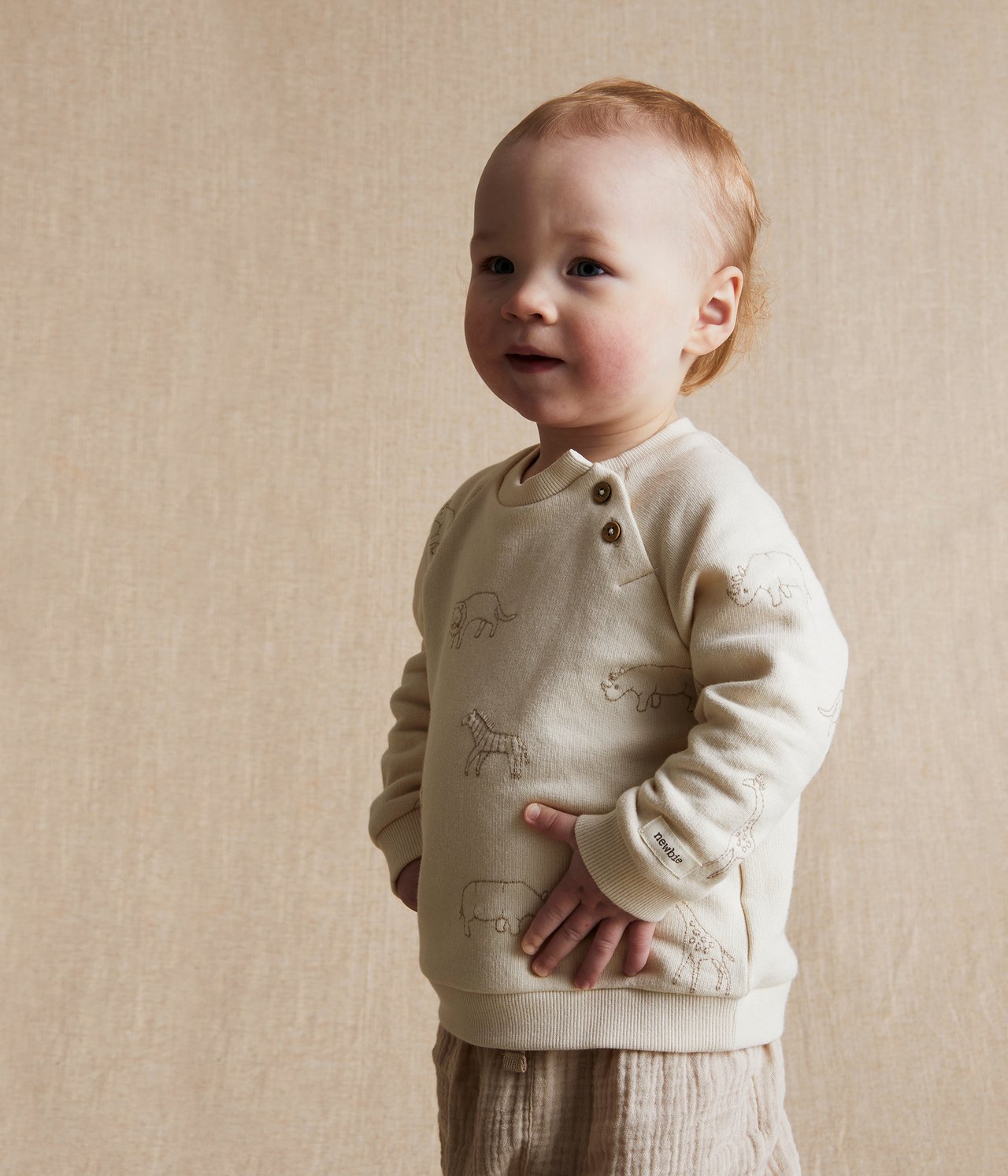 Animal embroidery sweatshirt - Light beige - 2