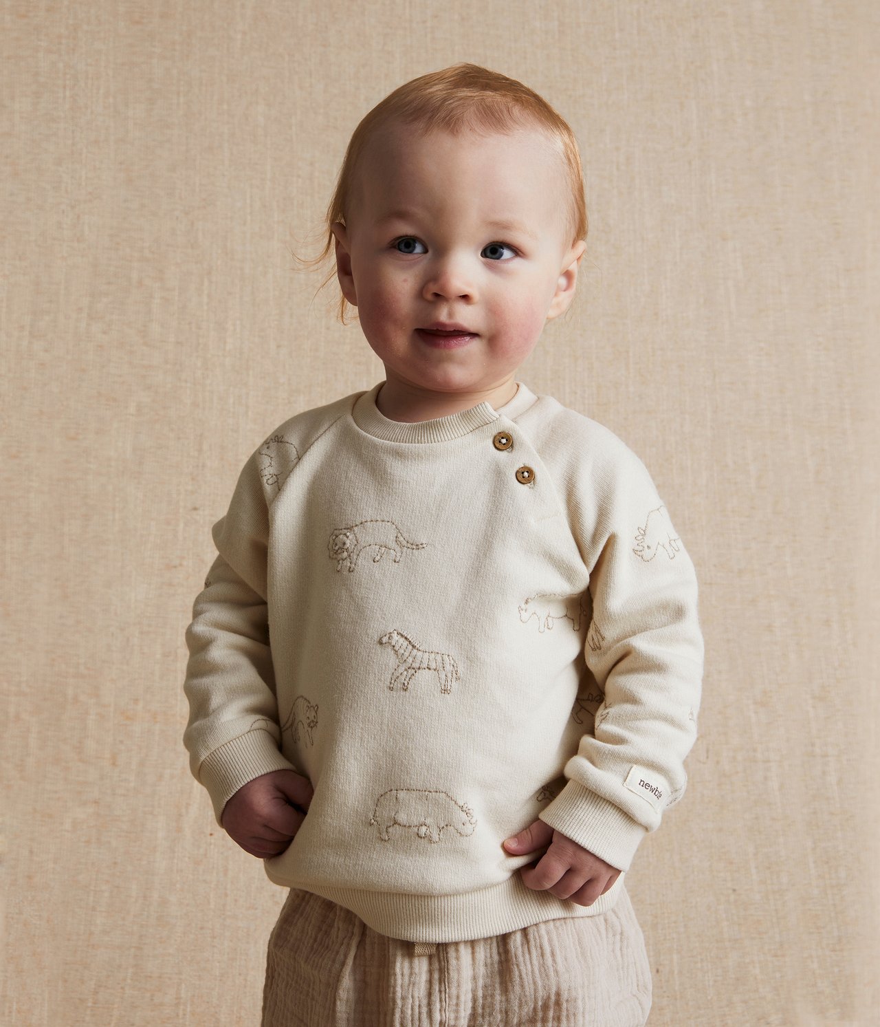 Animal embroidery sweatshirt - Light beige - 4