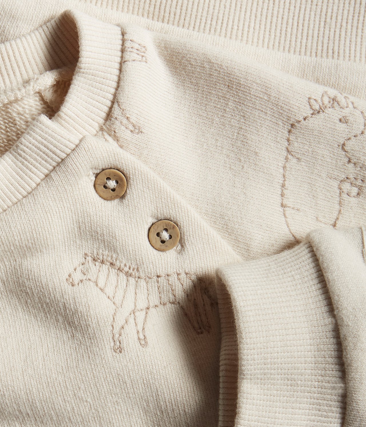Animal embroidery sweatshirt - Light beige - 5