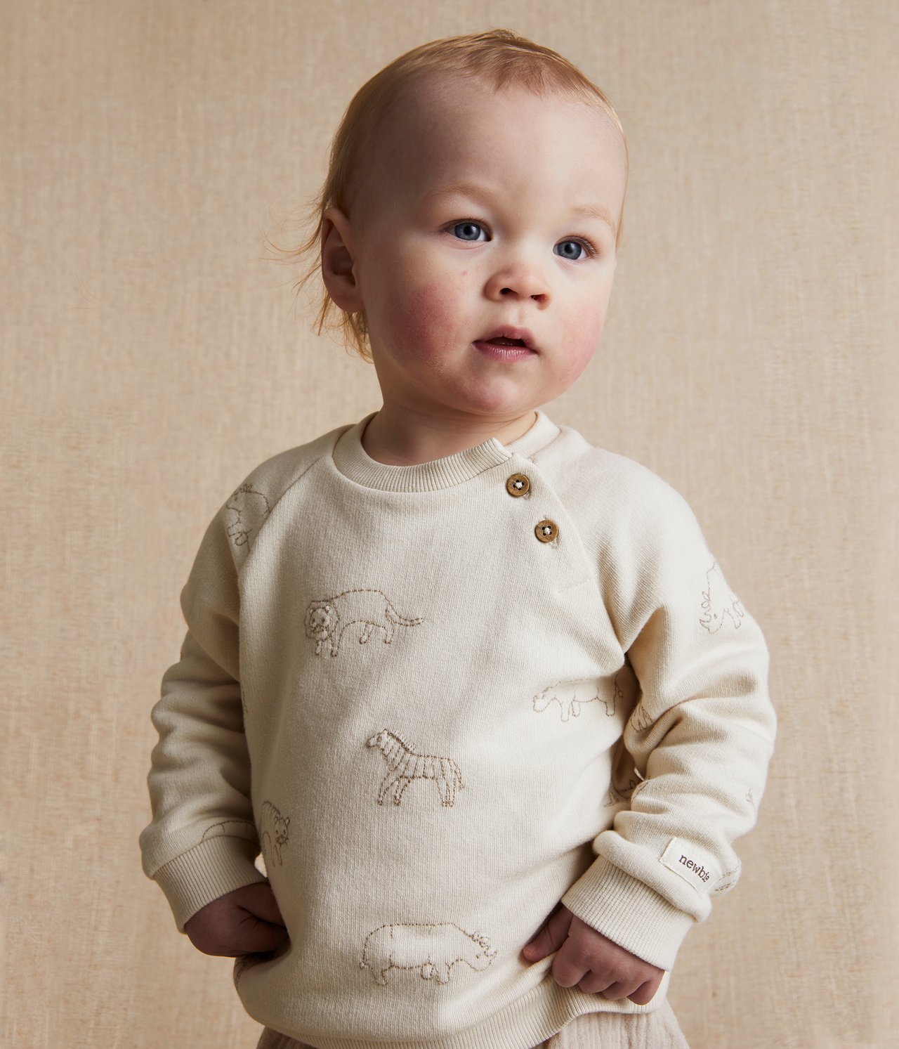 Animal embroidery sweatshirt - Light beige - 1