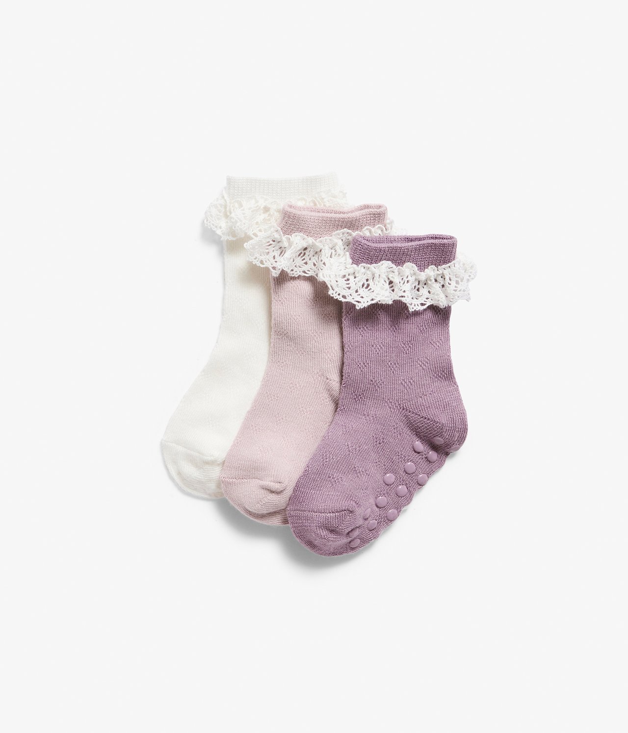 3er-Pack Socken mit Herzmuster und Spitze - Rosa - 1
