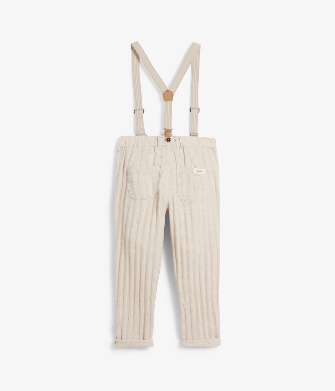 Herringbone dress-pants with braces - Off-white - 8