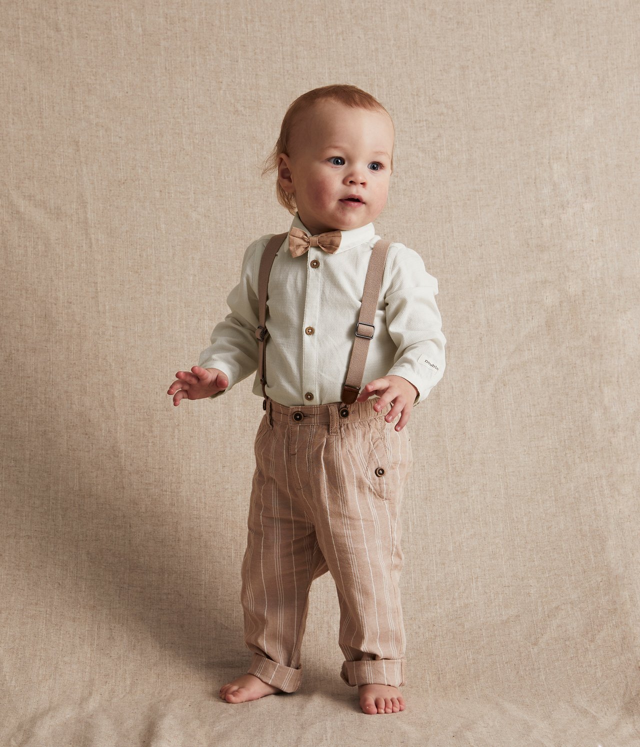 Woven shirt-body with bow - Off-white - 1