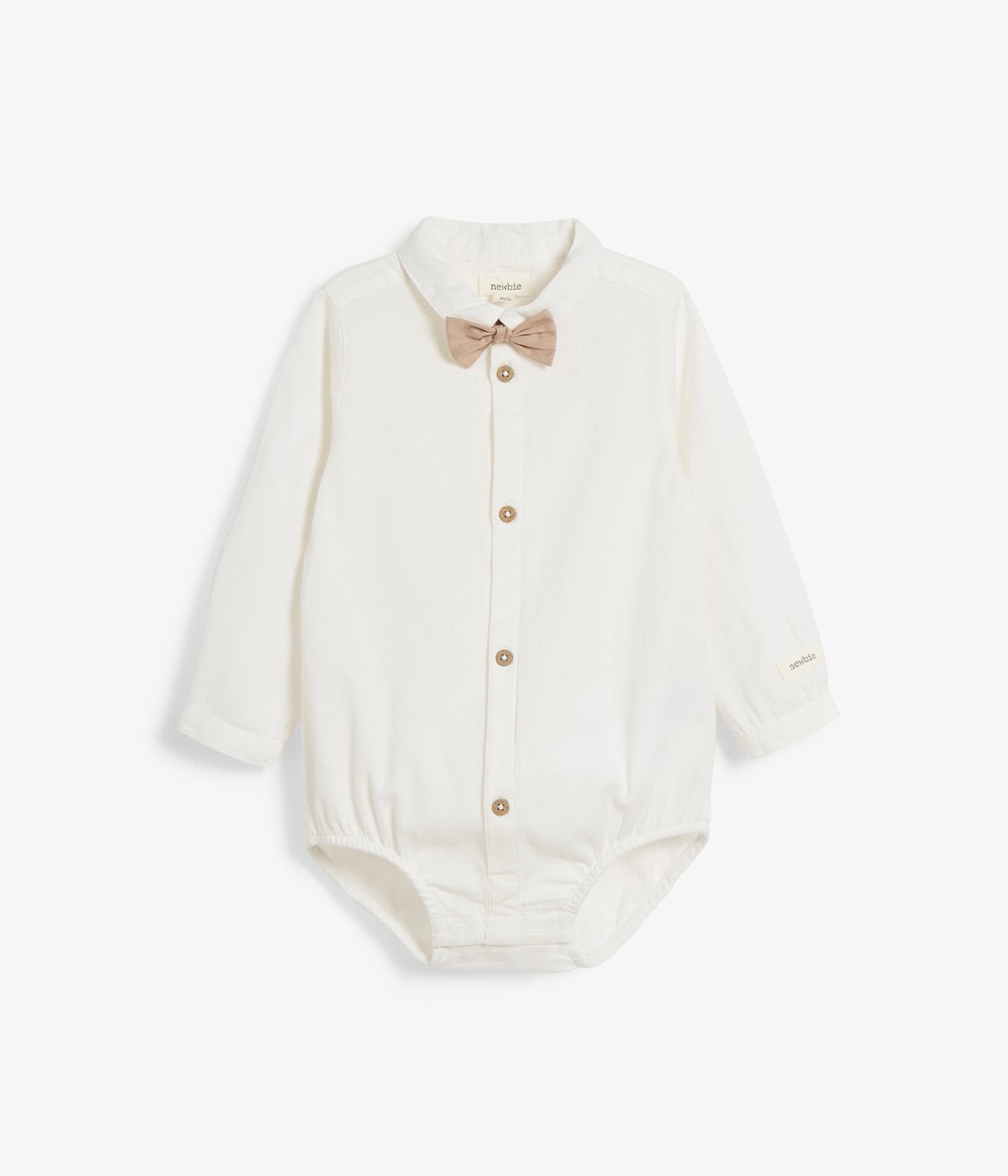 Woven shirt-body with bow - Off-white - 3