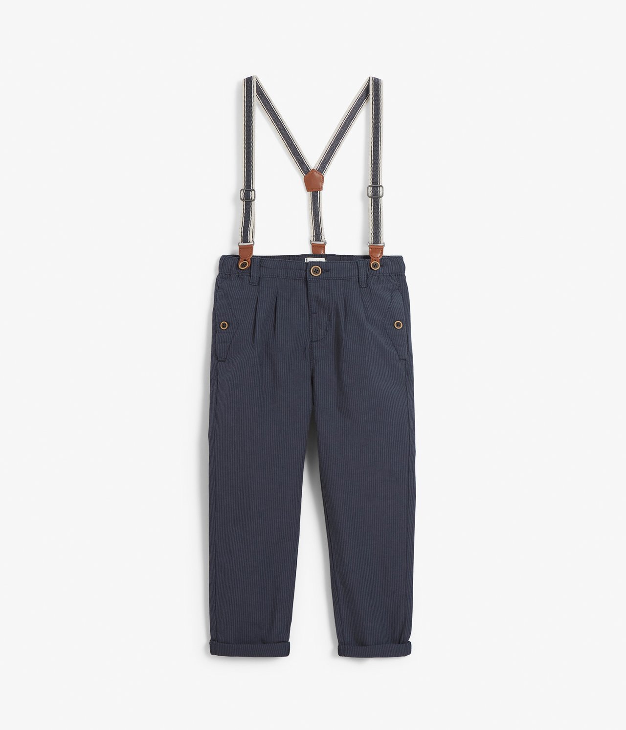 Pinstriped suspender pants - Blue - 5