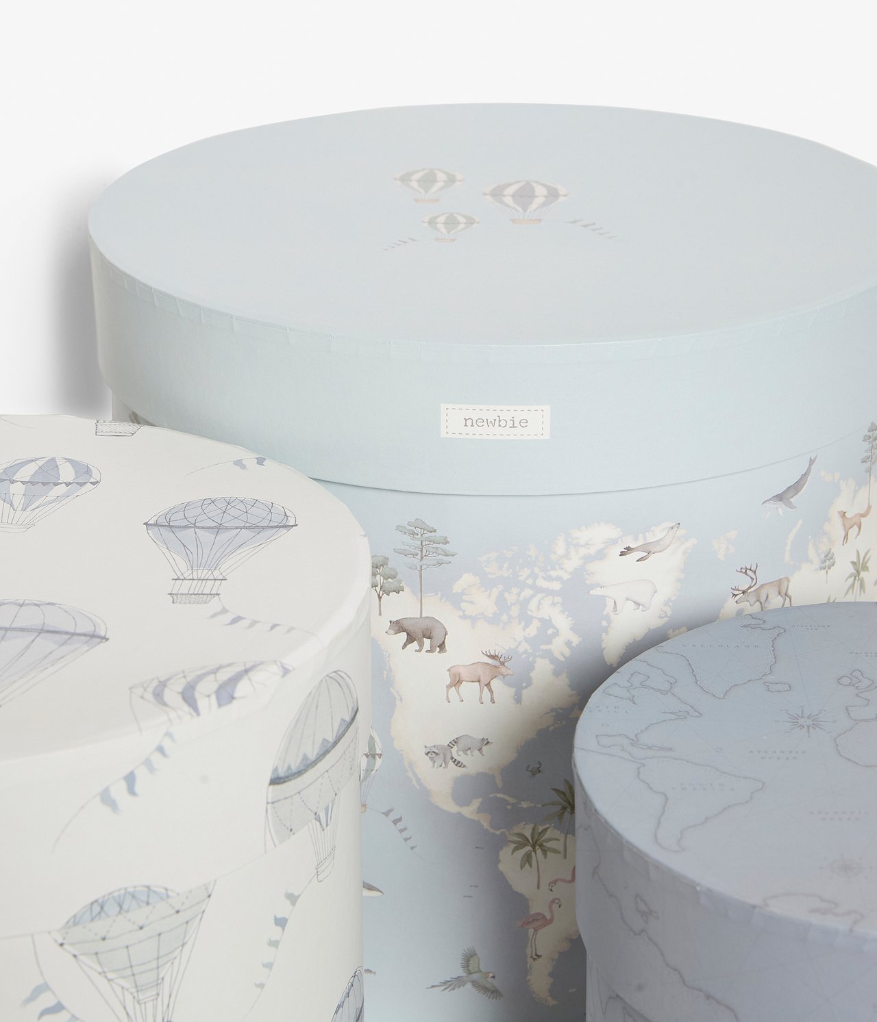 World atlas round paper boxes 3-pack