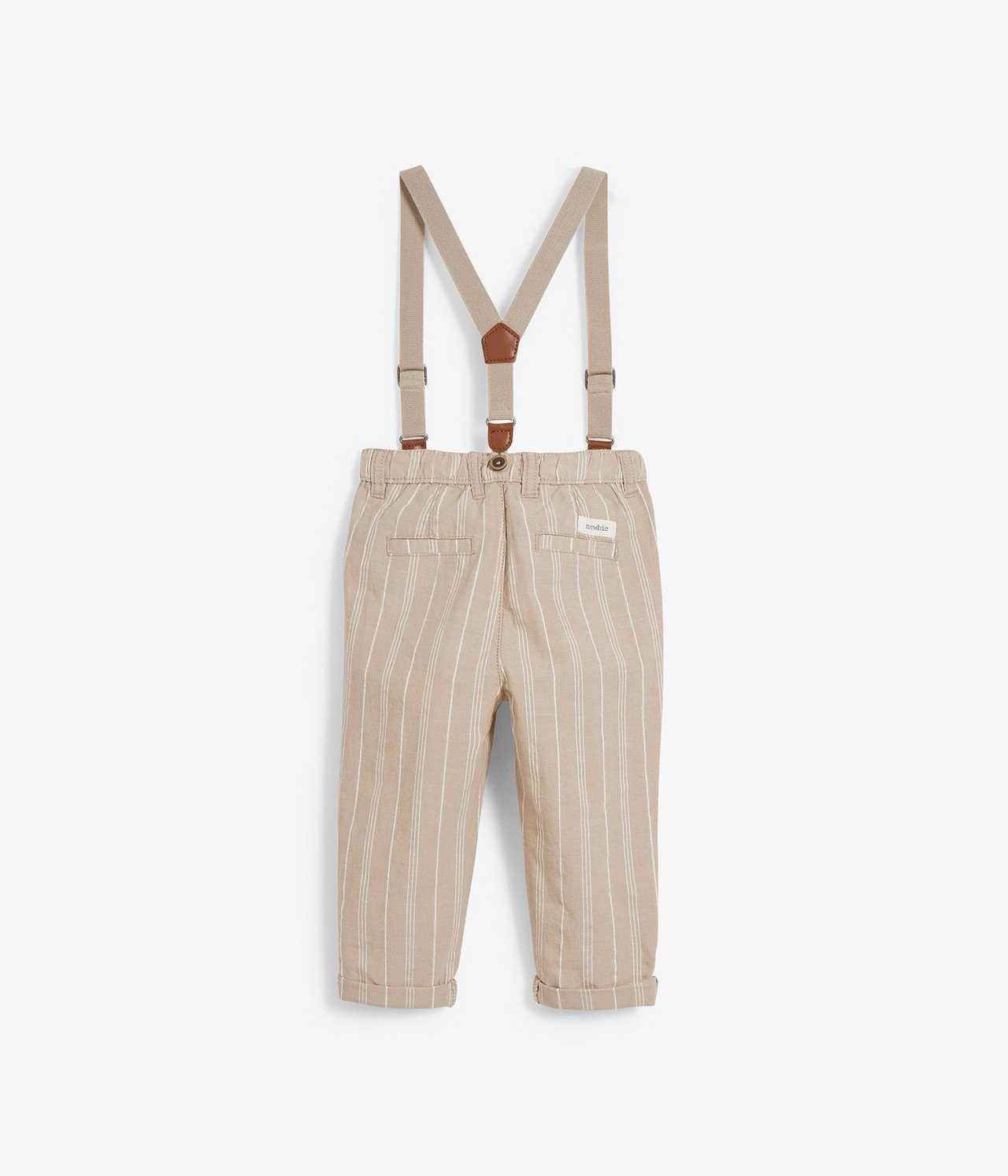 Pinstripe suspender pants - Beige - 3