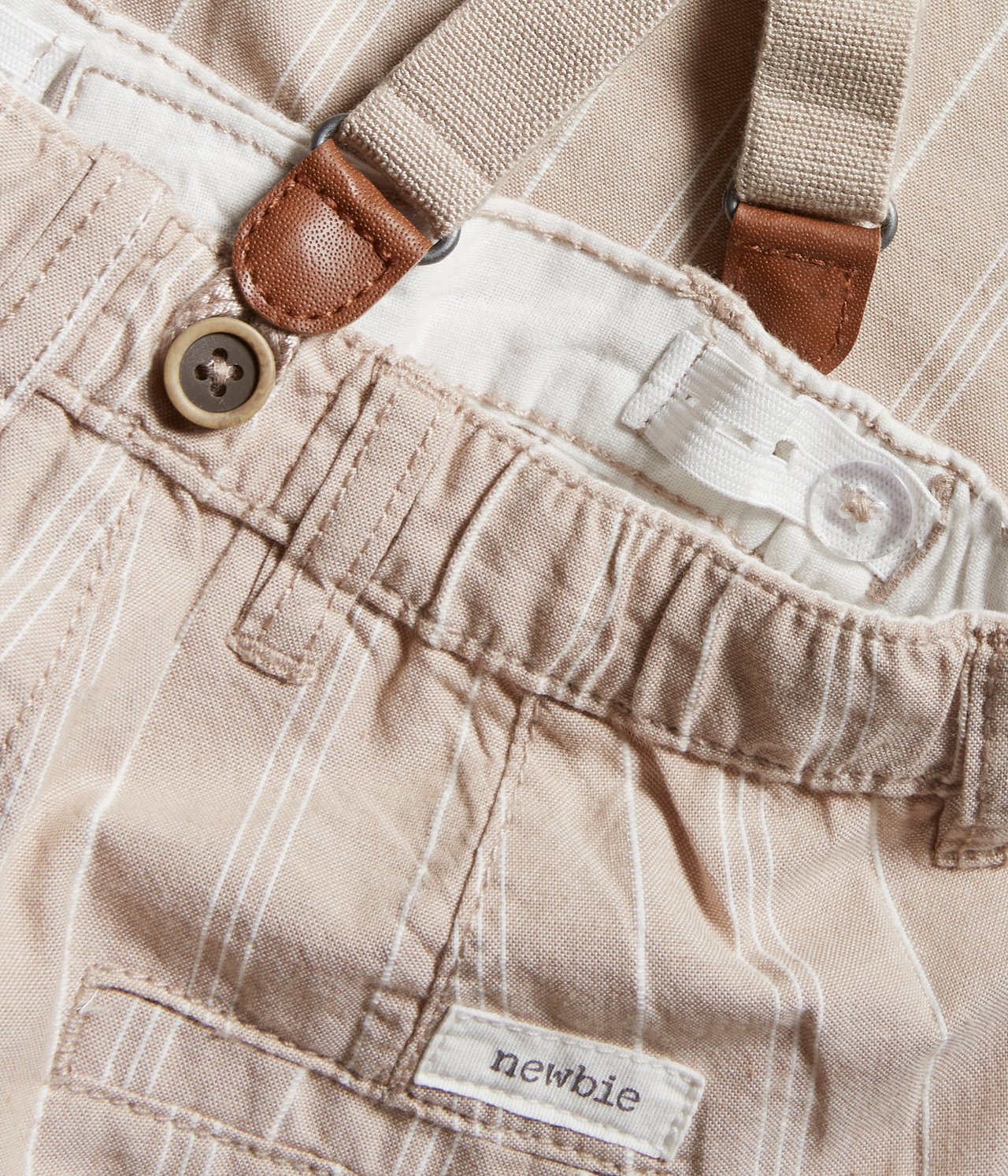 Pinstripe suspender pants - Beige - 5