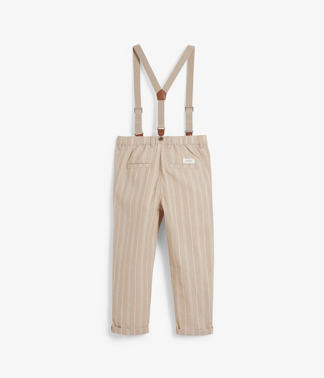 Pinstripe suspender pants - Beige - 7