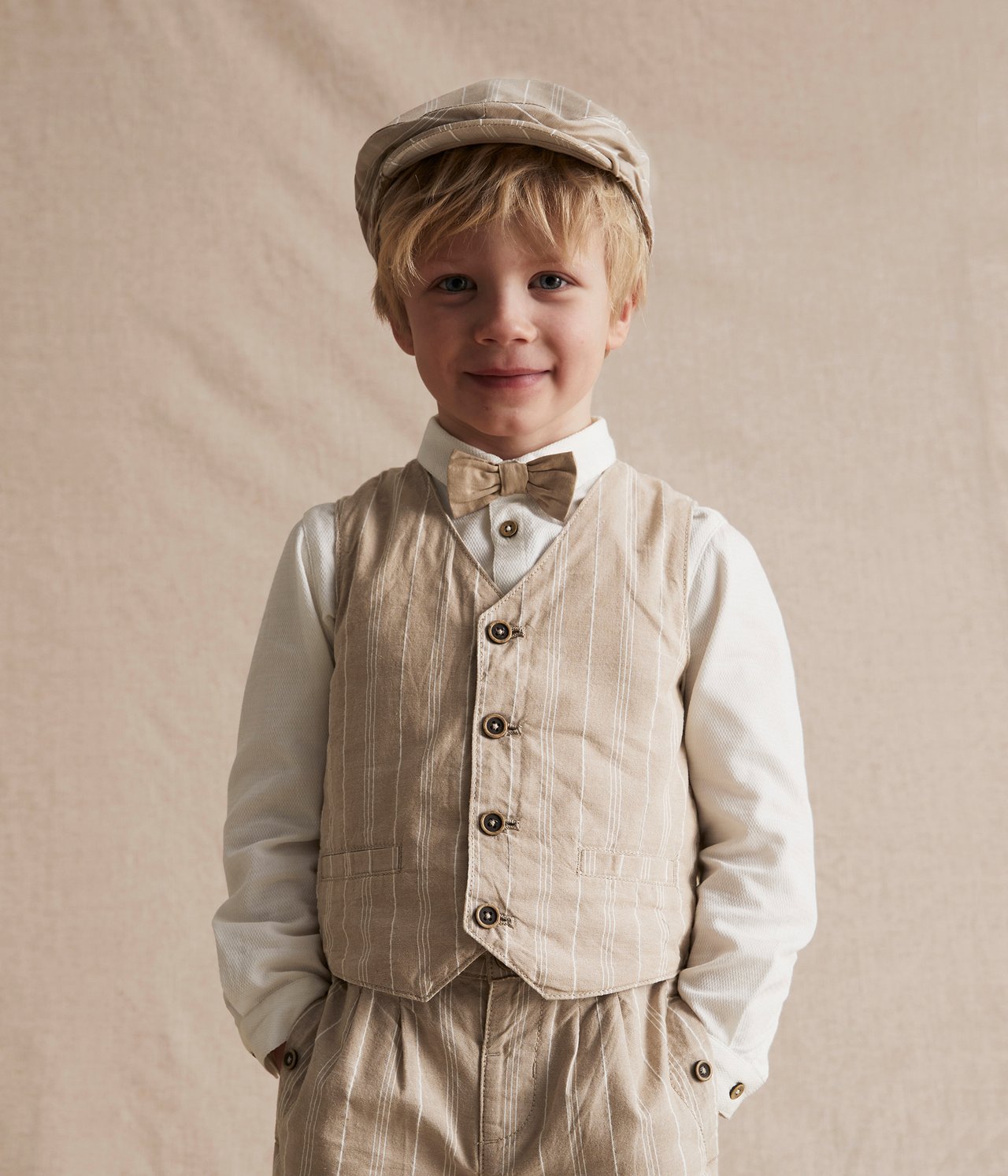 Striped suit vest - Beige - 3