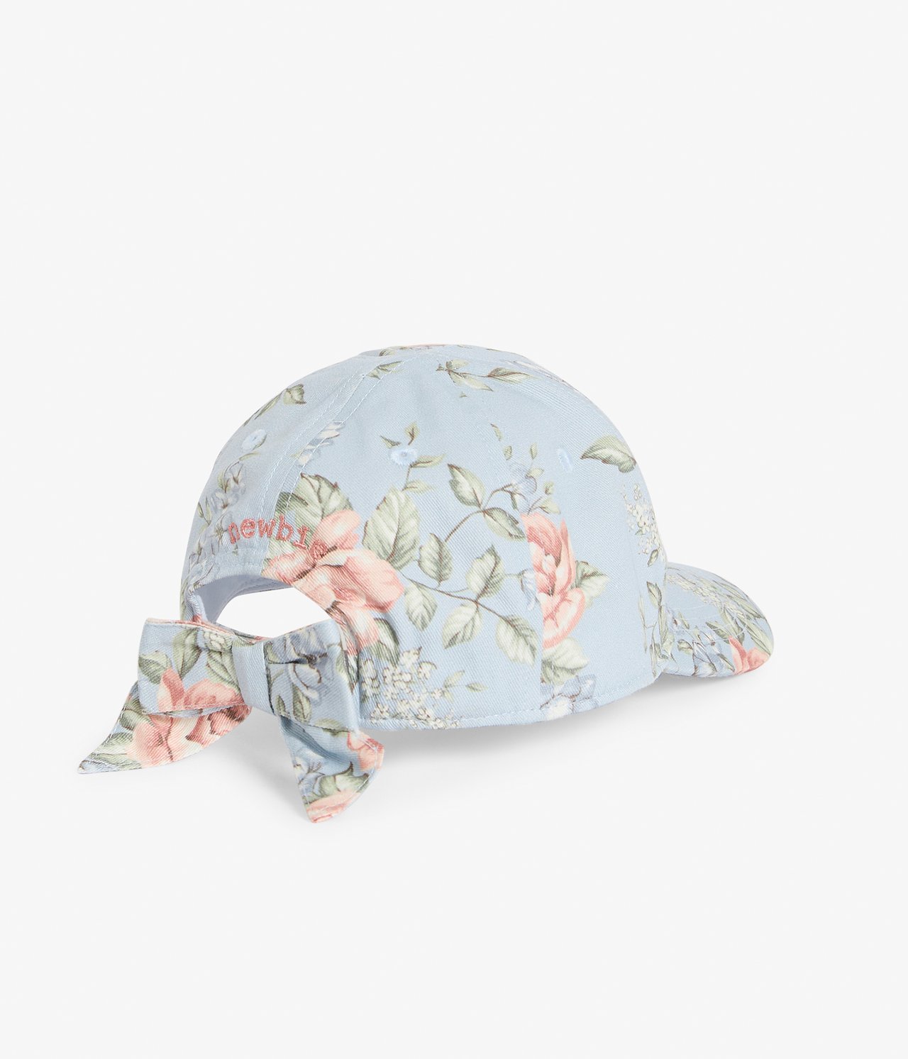 Floral cap with bow - Light blue  - 1