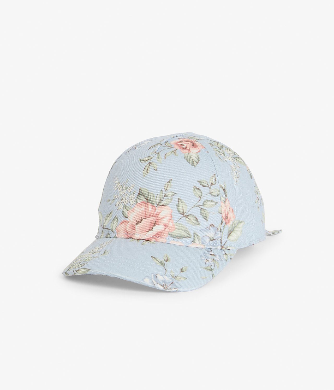 Floral cap with bow - Light blue  - 2