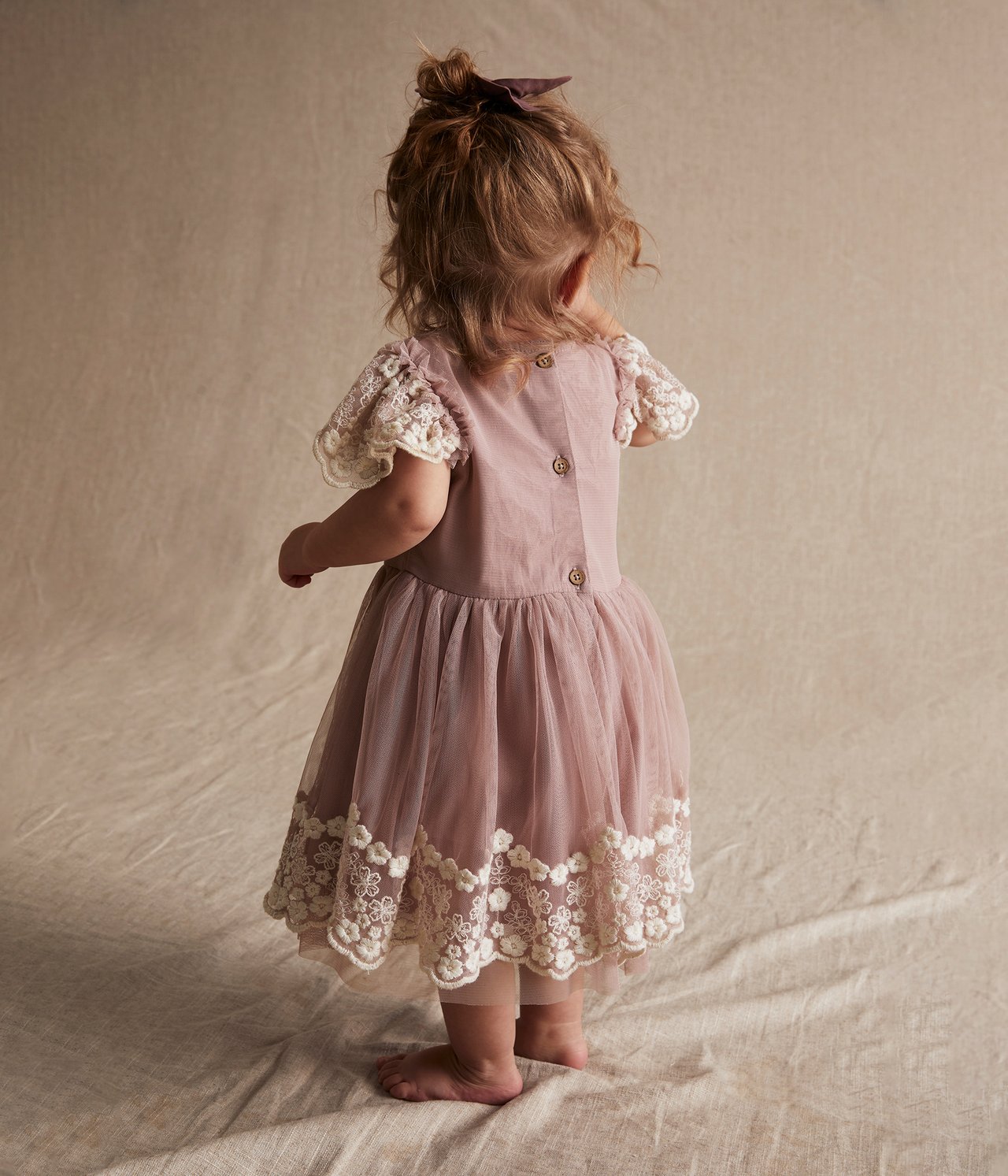 Floral embroidery tulle dress - Pink - 5