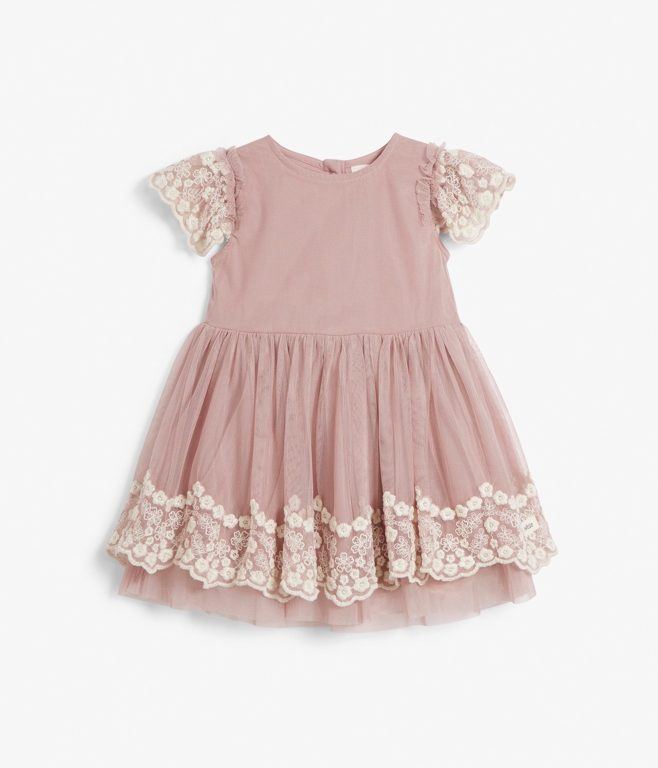 Tüllkleid mit Blumenstickerei - Rosa - 7