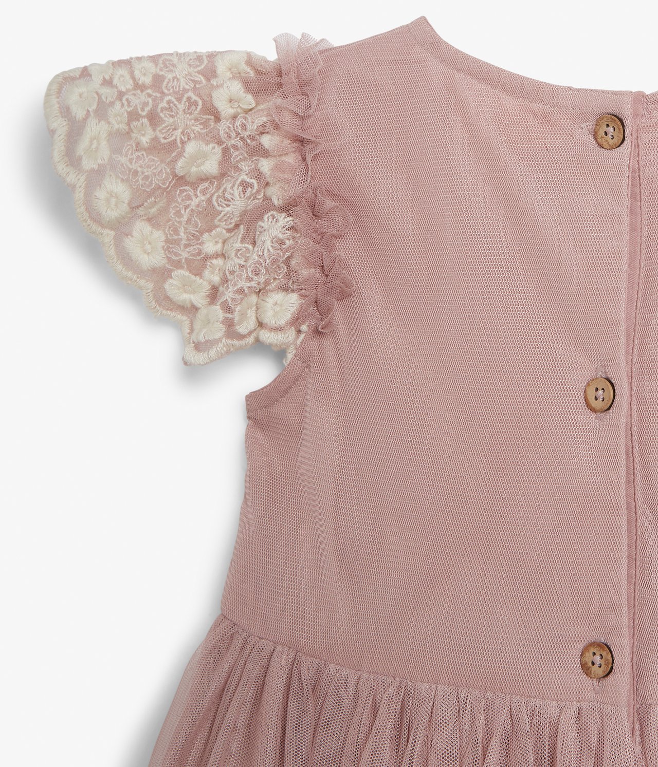 Floral embroidery tulle dress - Pink - 8