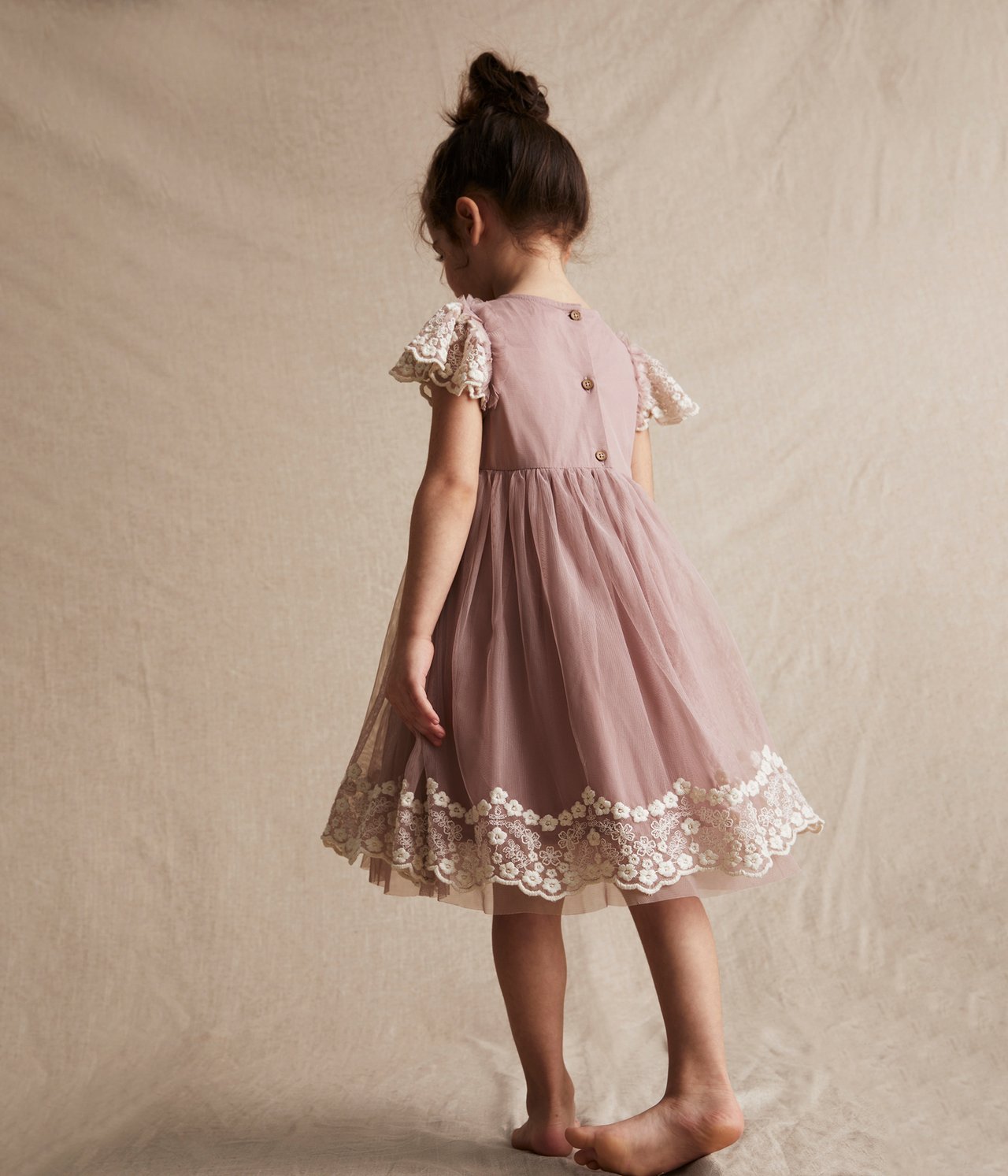 Tüllkleid mit Blumenstickerei - Rosa - 2
