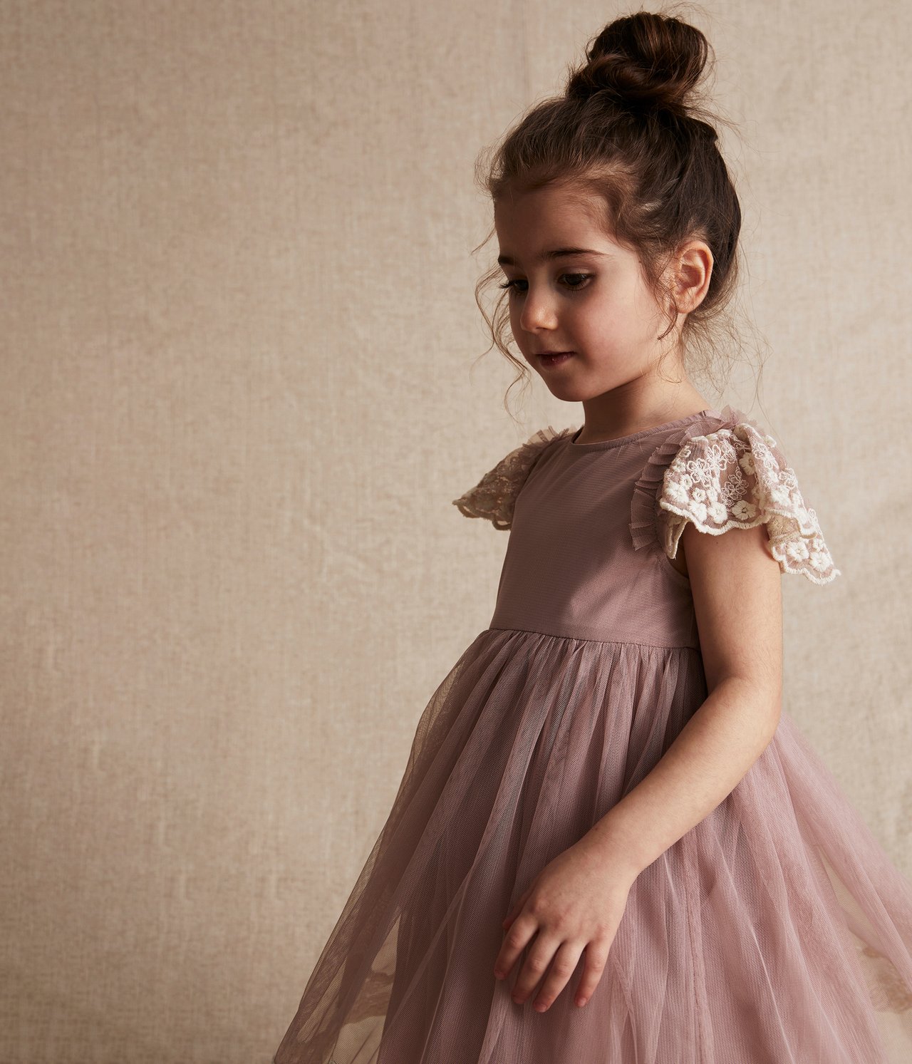 Tüllkleid mit Blumenstickerei - Rosa - 6