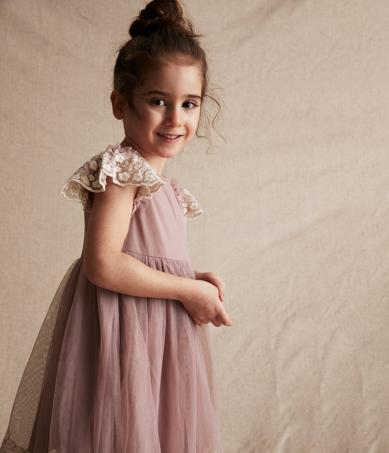 Tüllkleid mit Blumenstickerei - Rosa - 8