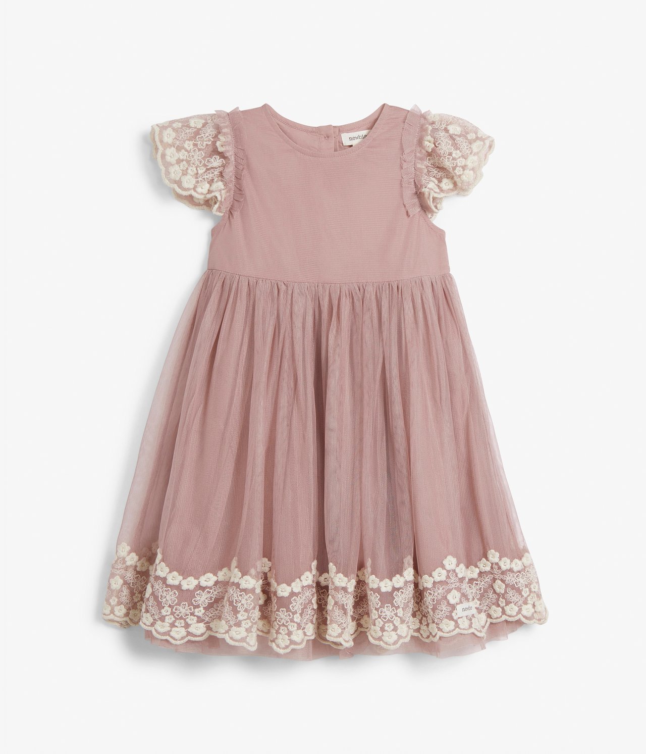 Tüllkleid mit Blumenstickerei - Rosa - 10