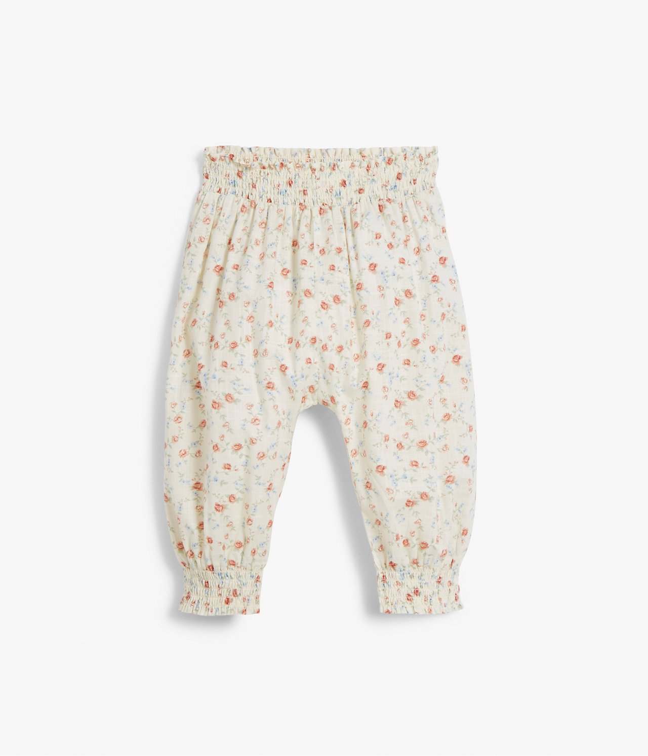 Pluderhose mit Rosenprint - Naturweiß - 2