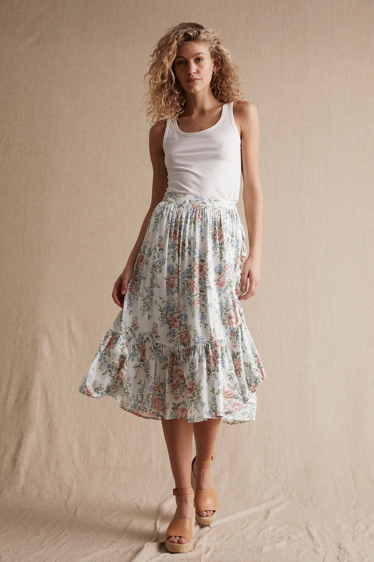 Women's floral wrap skirt - Off-white - 181cm / Storlek: S - 1