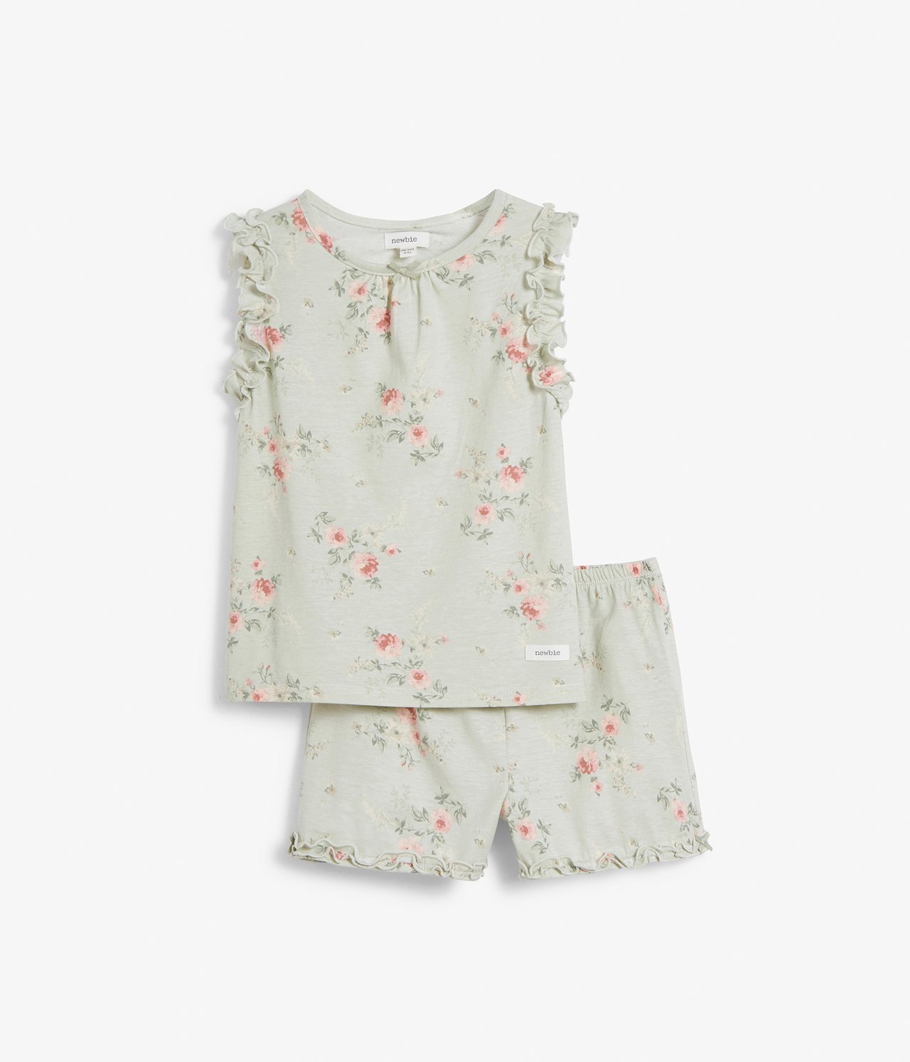 Zweiteiliges Pyjama-Set mit Blumenmuster - Hellgrün - 2