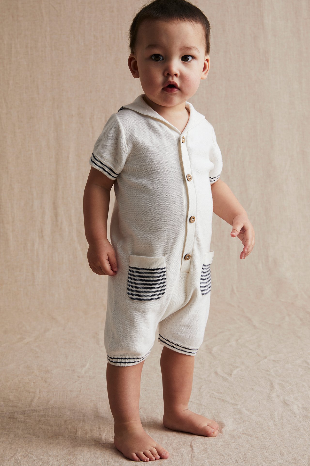 Whale Sailor's romper - Off-white - 3