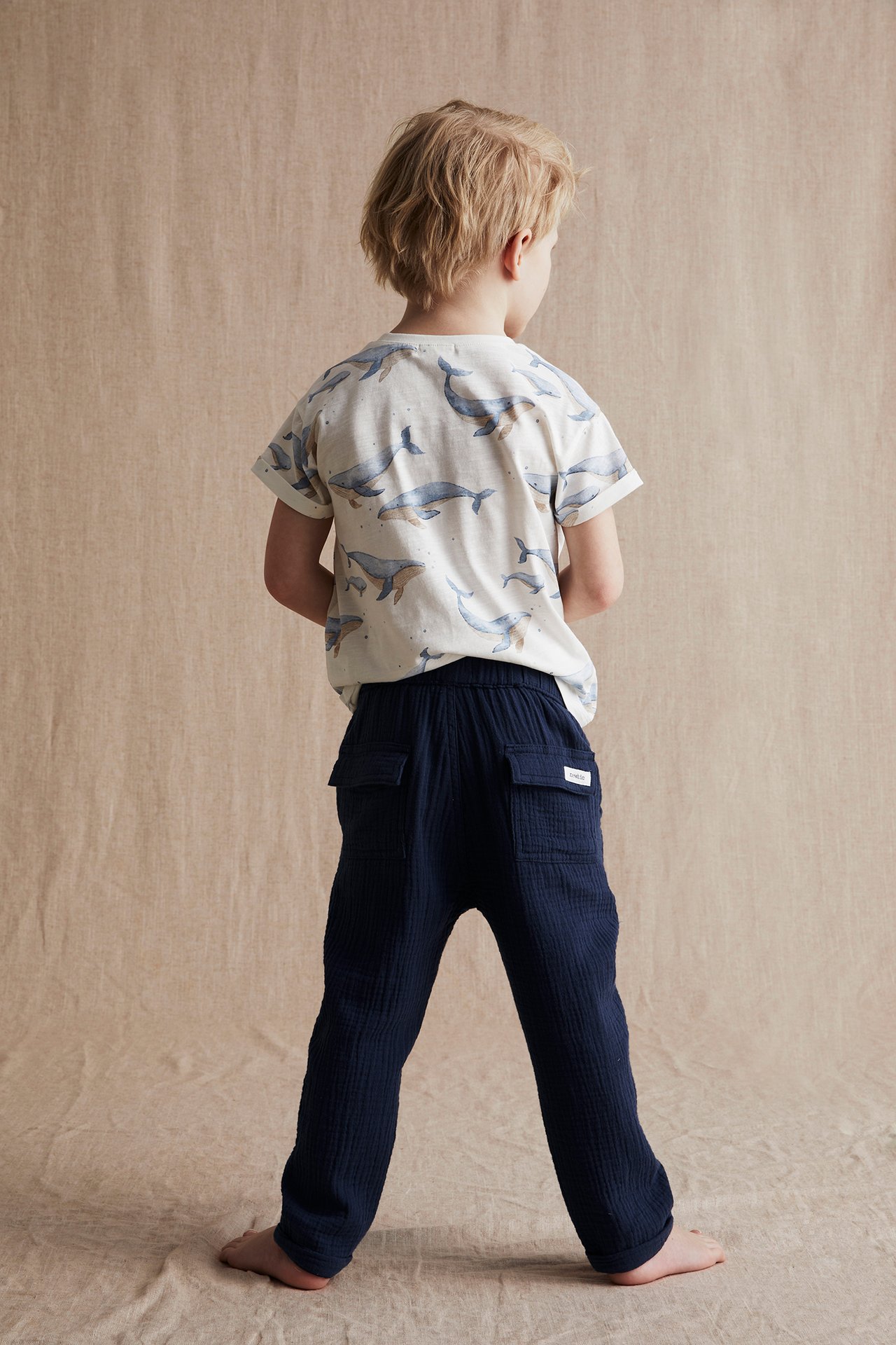 Cotton muslin joggers - Dark blue - 2