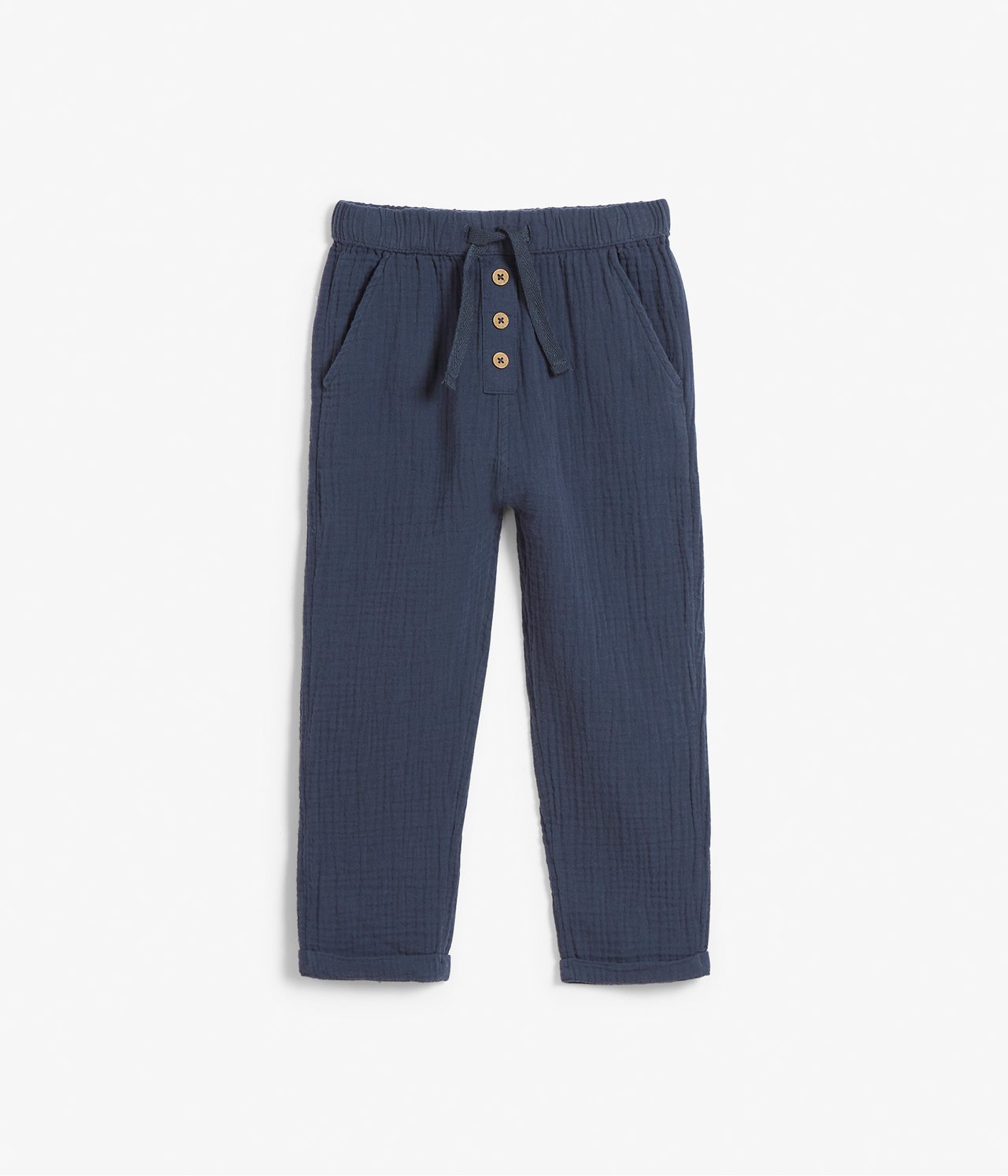 Cotton muslin joggers - Dark blue - 4