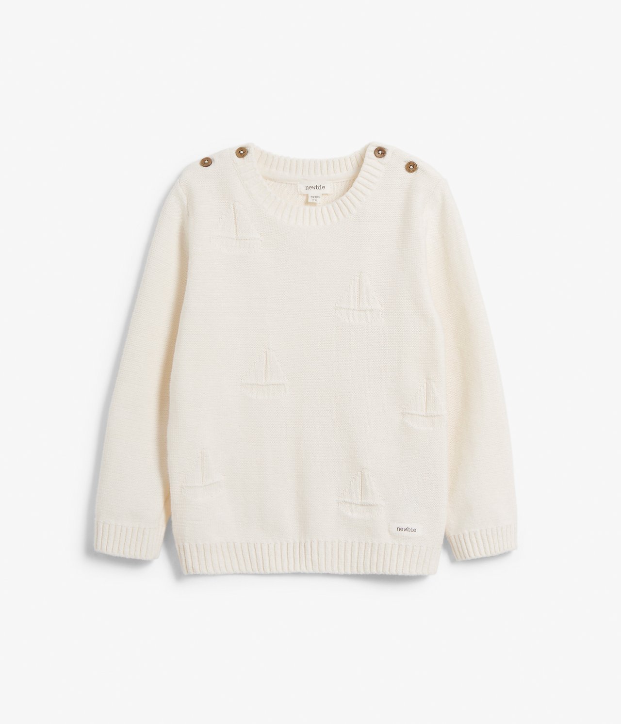 Strickpullover mit Segelboot-Muster - Naturweiß - 5