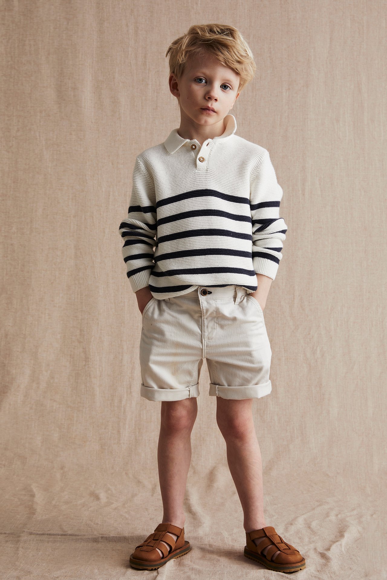 Gewebte Shorts aus Twill - Naturweiß - 1