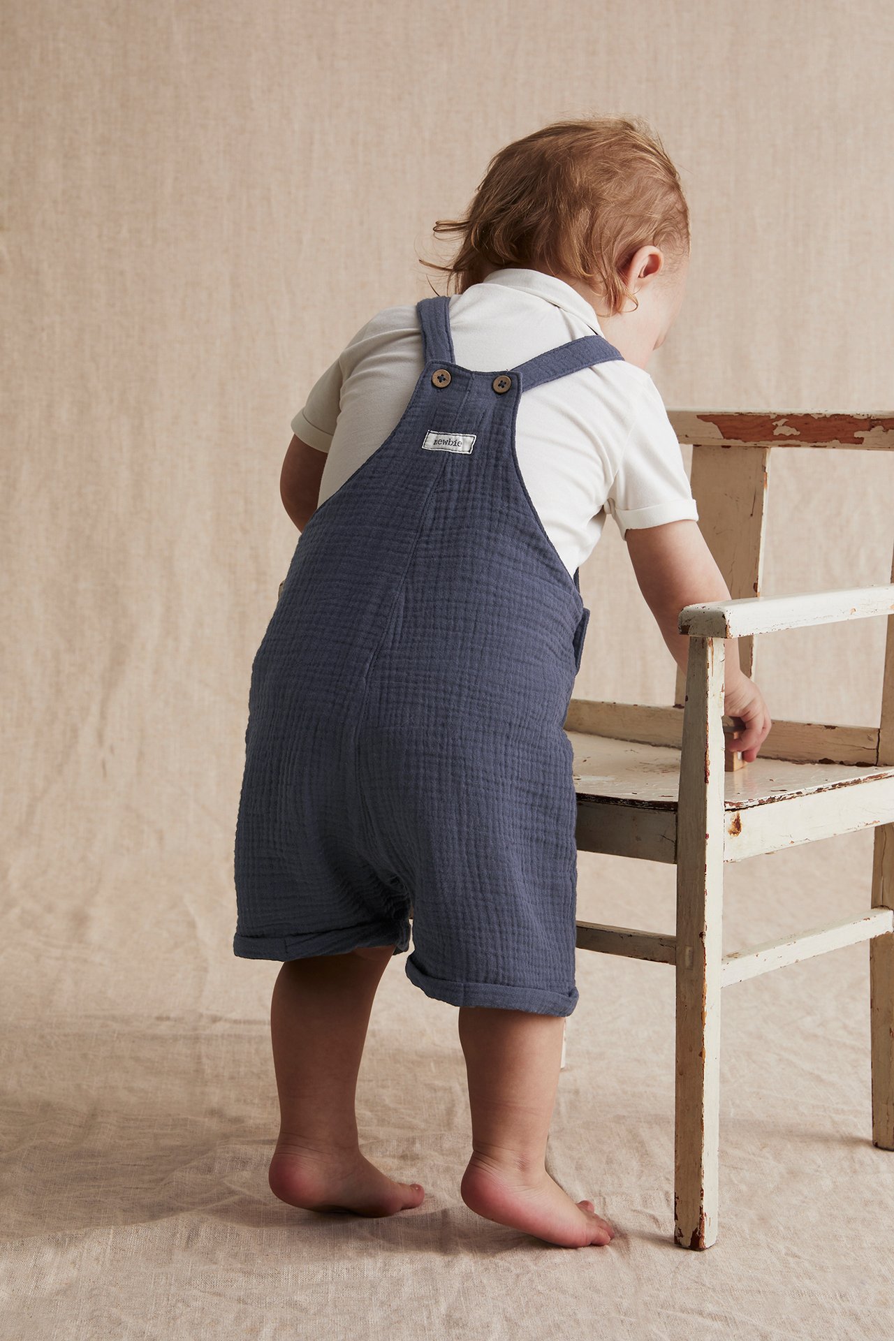 Cotton crepe suspender shorts - Dark blue - 2