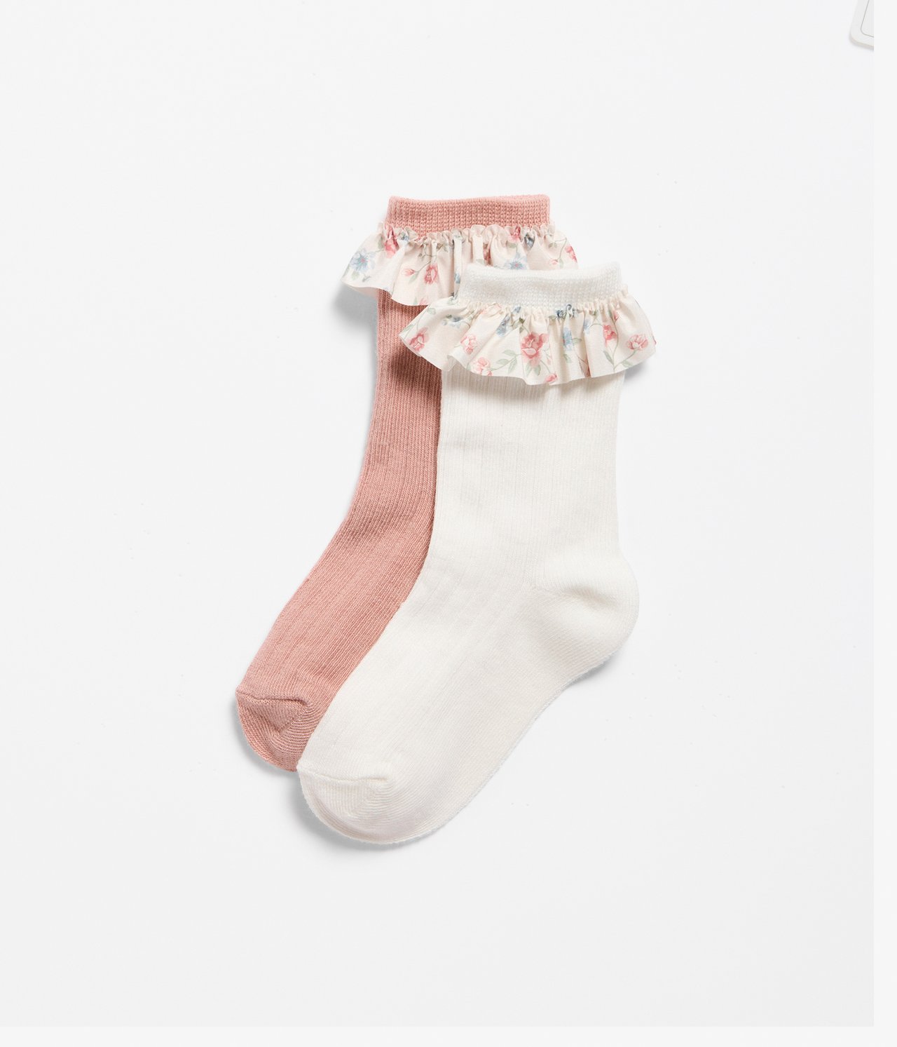 Floral-patterned frills socks 2-pack - Off-white - 1