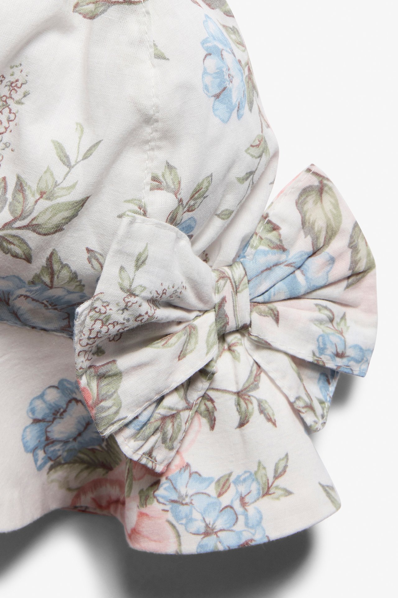 Floral sun hat with bow - Off-white - 1