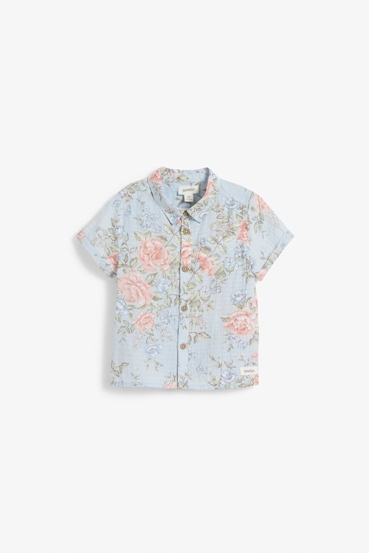 Floral short-sleeved shirt - Light blue  - 2