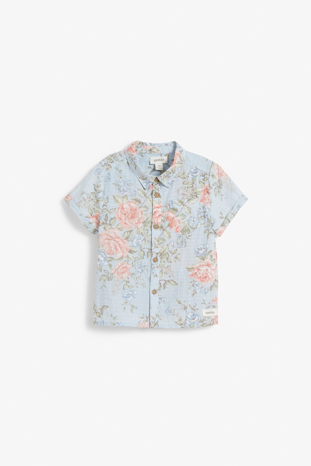 Kurzarmhemd mit Blumenmuster - Hellblau - 2
