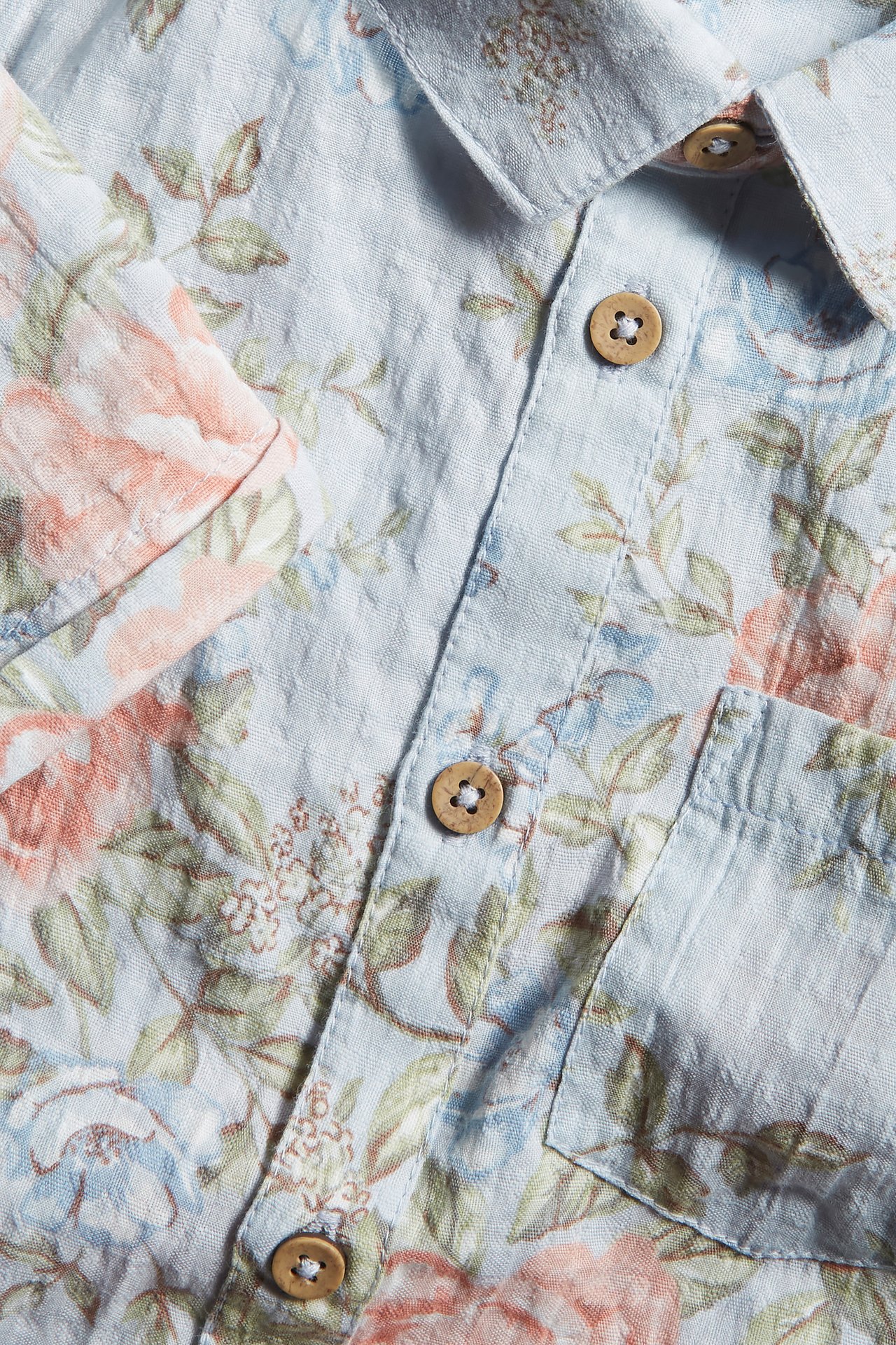 Kurzarmhemd mit Blumenmuster - Hellblau  - 1