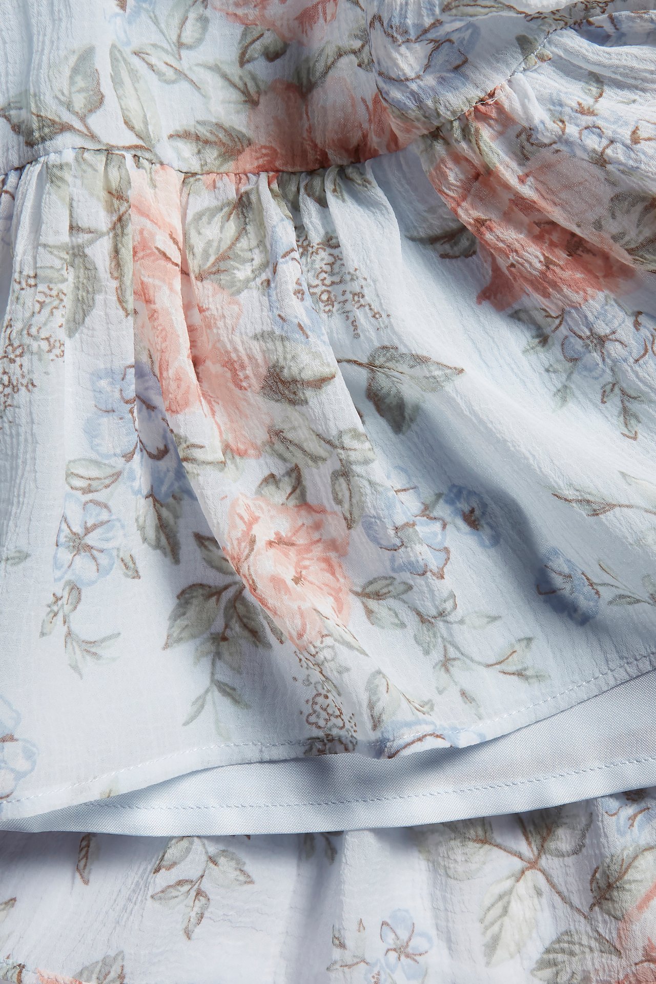 Floral chiffon dress - Light blue  - 1