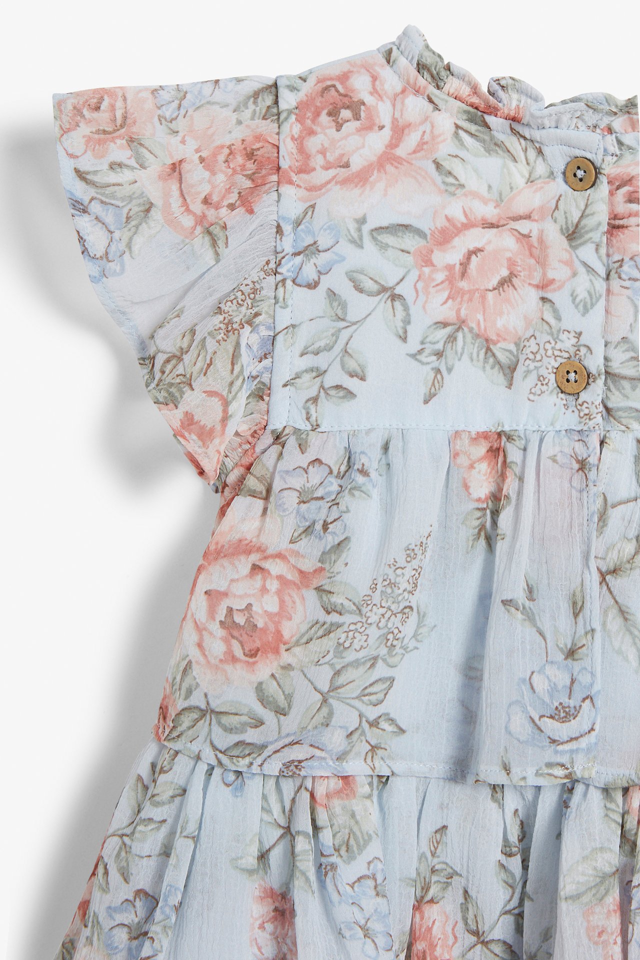 Floral chiffon dress - Light blue  - 3