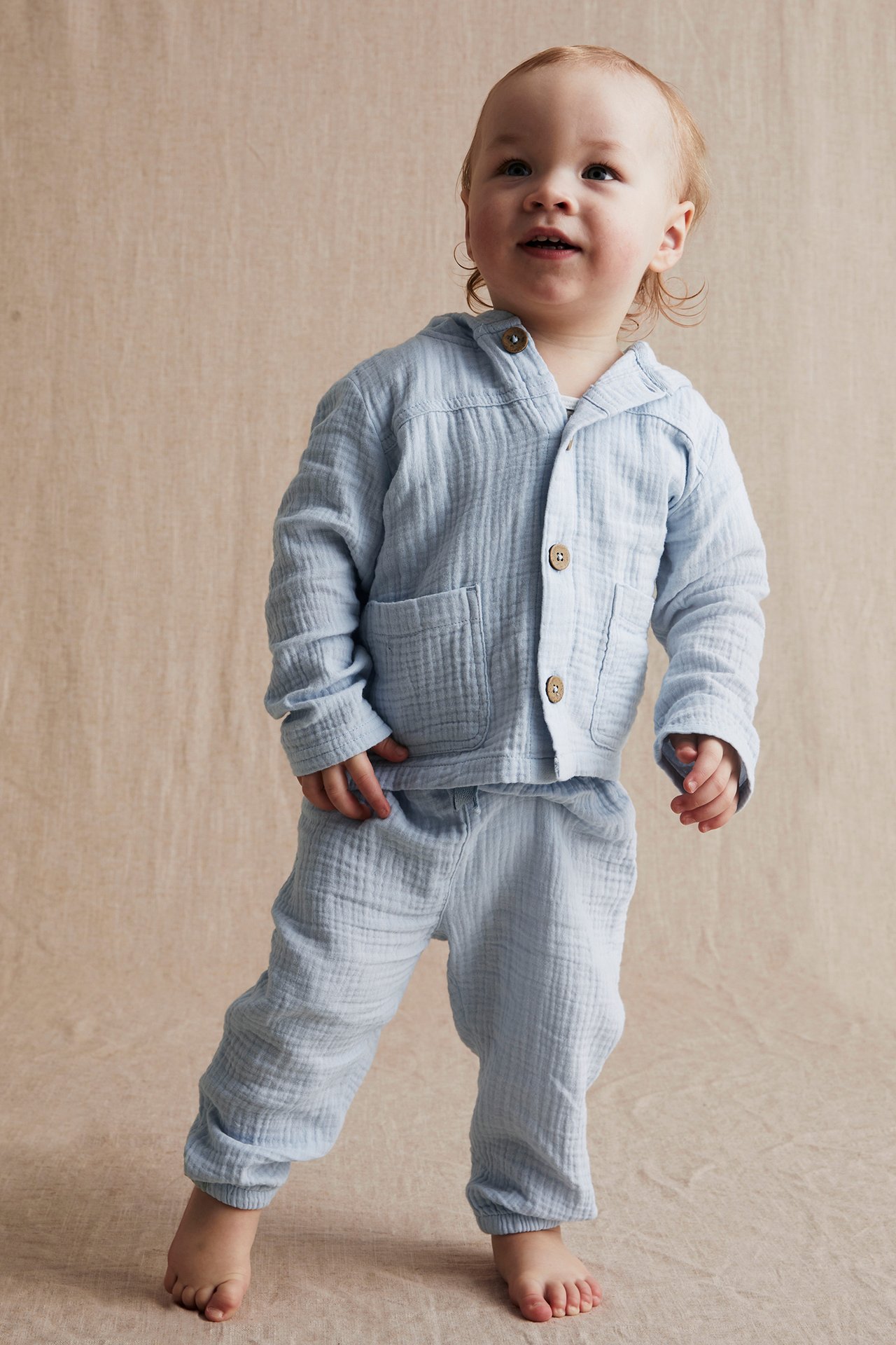 Cotton muslin jacket - Blue - 1