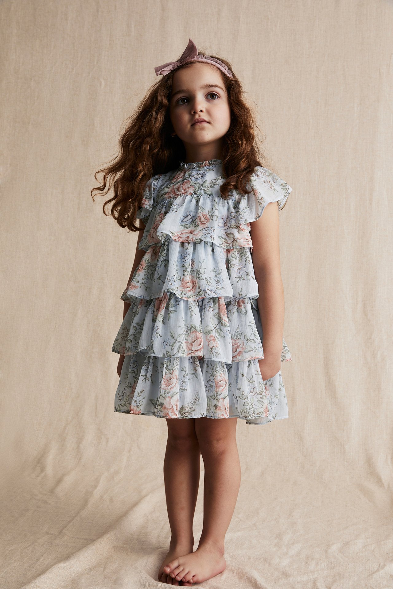 Floral chiffon dress - Light blue - 2
