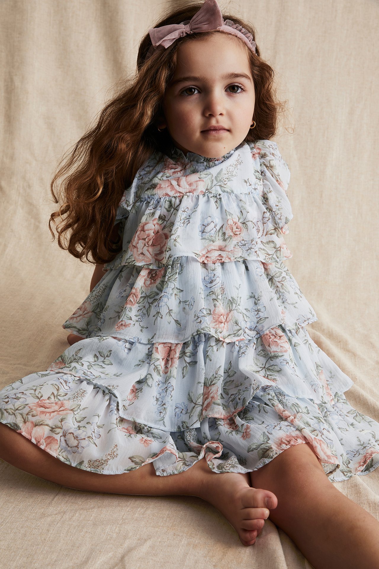 Floral chiffon dress - Light blue - 3