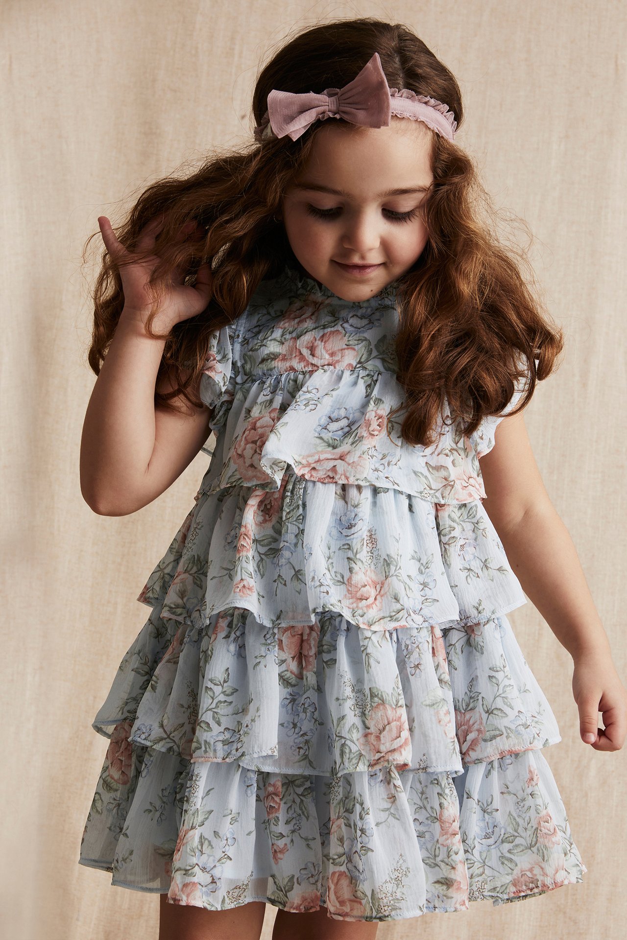 Floral chiffon dress - Light blue - 1